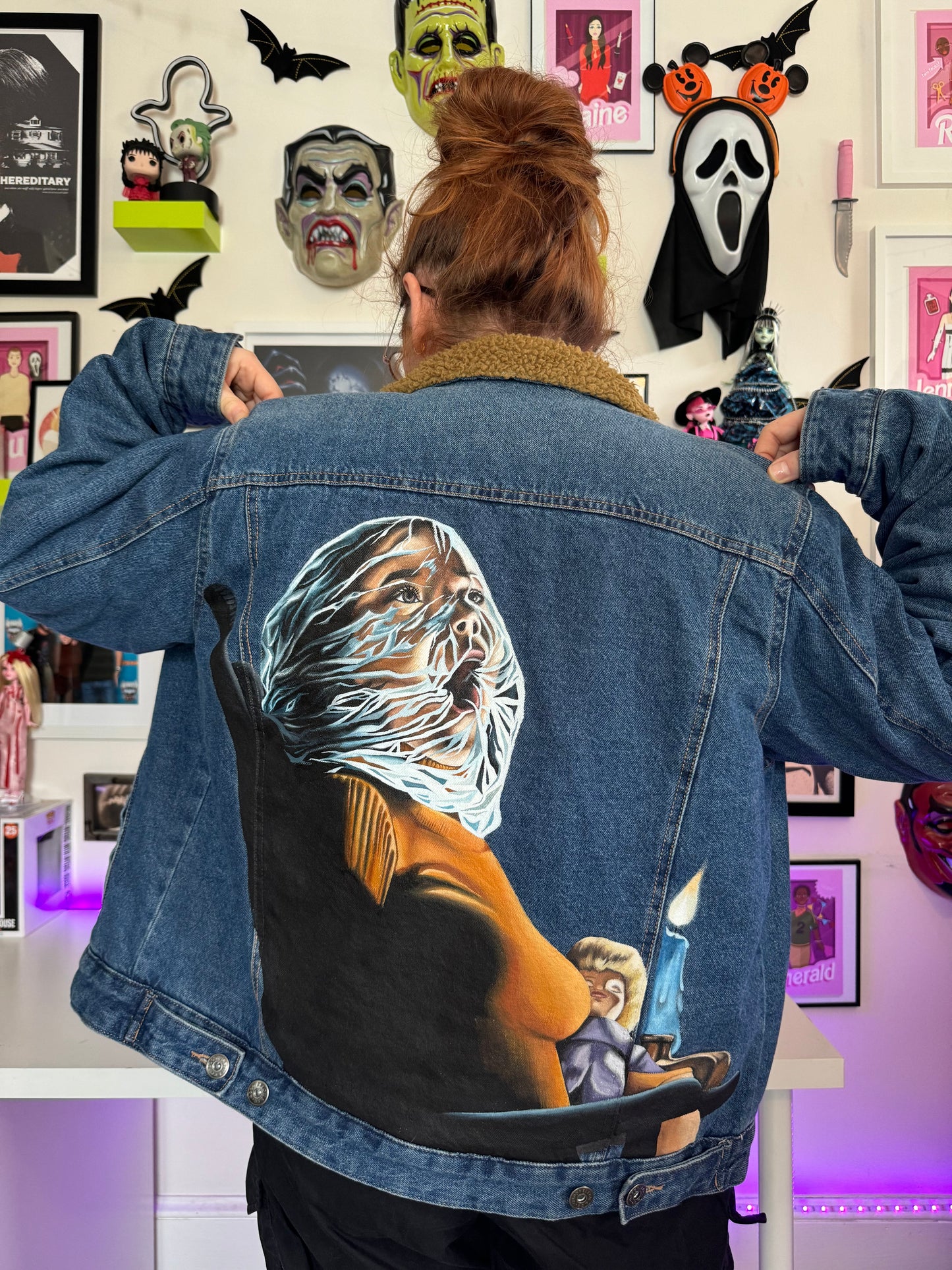 Black Christmas Hand Painted Denim Jacket